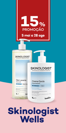 Marca Skinologist Wells com 15% de desconto direto - de 5 maio a 28 agosto
